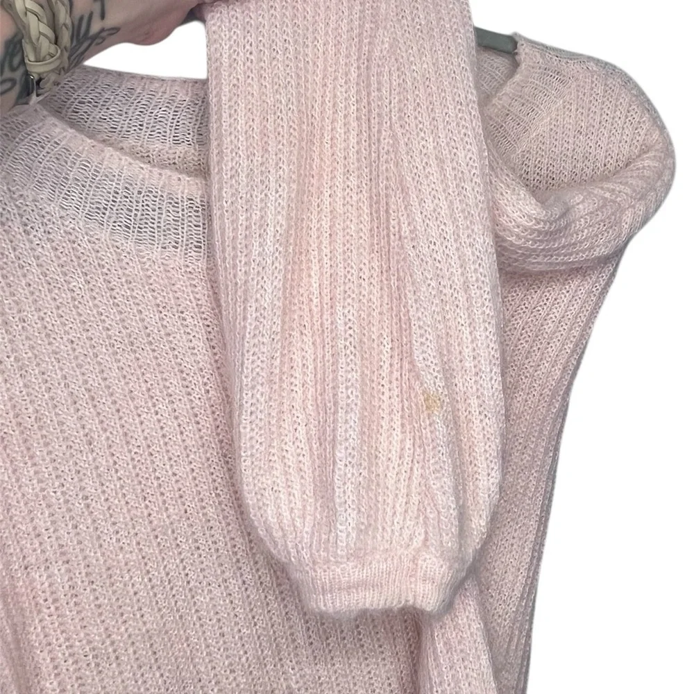 Boden Francesca Light Pink Fuzzy Balloon Sleeve Mohair Sweater Girly Feminine - Picture 4 of 10